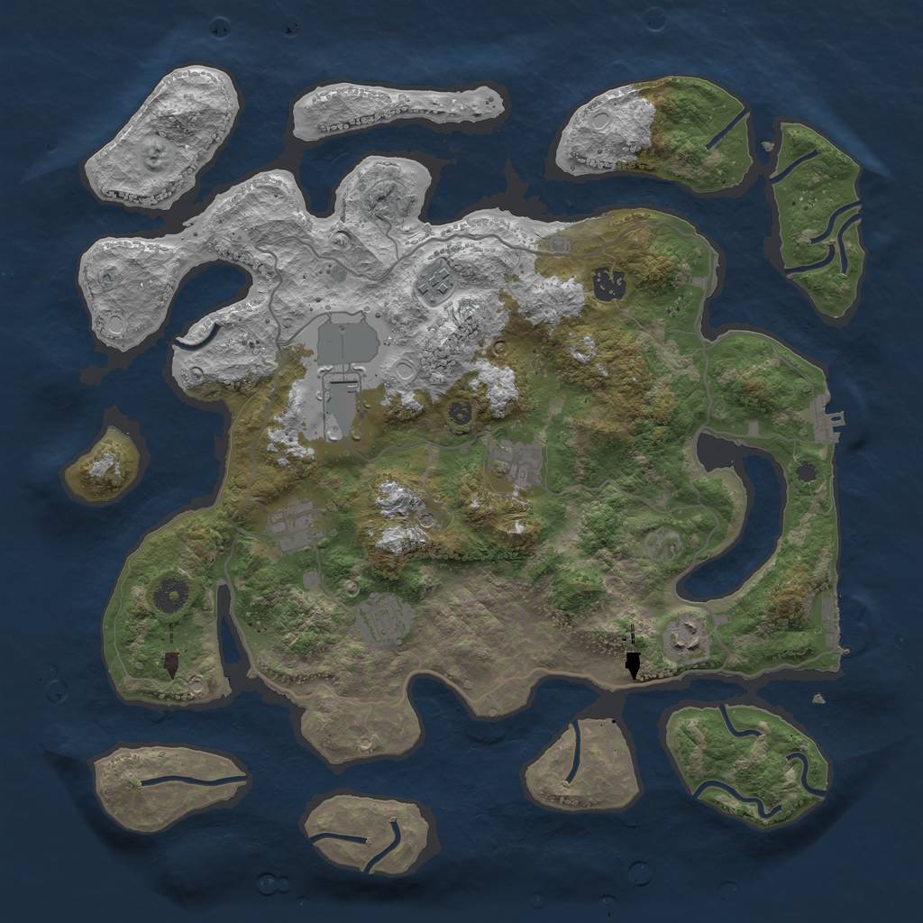 Rust Map: Procedural Map, Size: 4000, Seed: 5529293, 18 Monuments