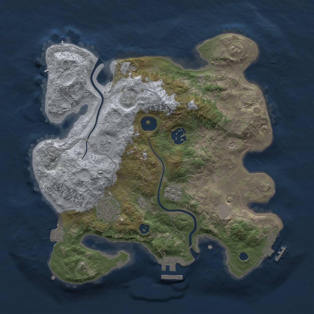 Rust Map: Procedural Map, Size: 3000, Seed: 37802, 9 Monuments