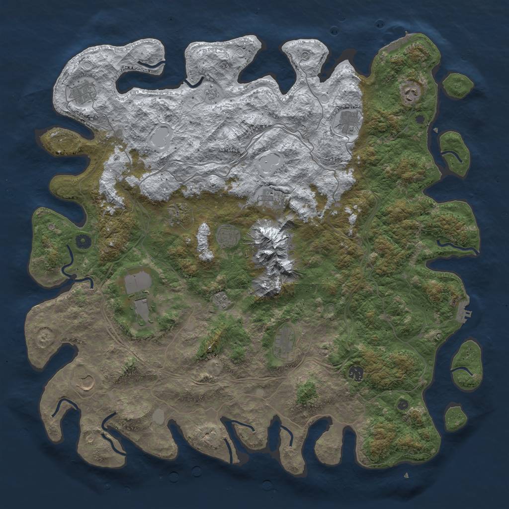 Rust Map: Procedural Map, Size: 5000, Seed: 50100, 20 Monuments