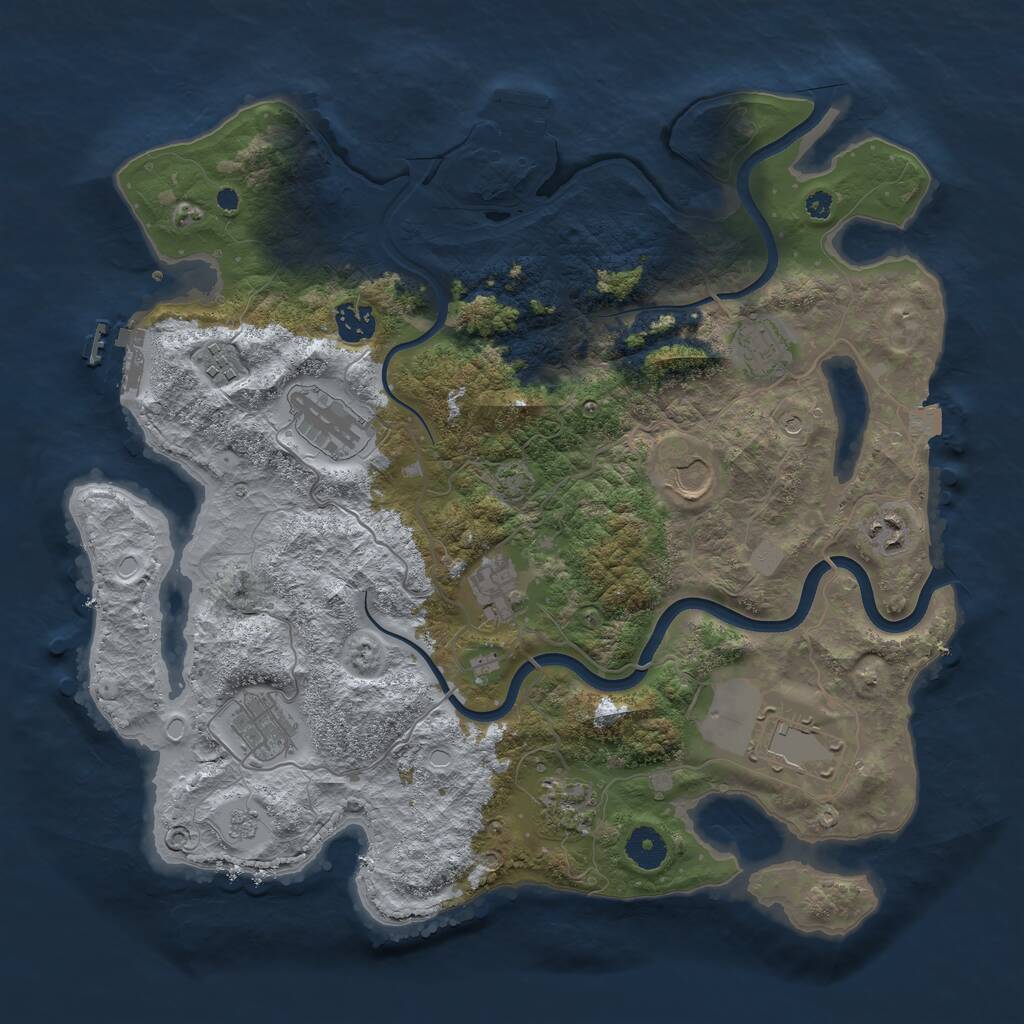 Rust Map: Procedural Map, Size: 3800, Seed: 240502050, 16 Monuments