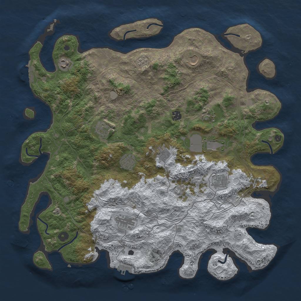 Rust Map: Procedural Map, Size: 4500, Seed: 52359985, 20 Monuments