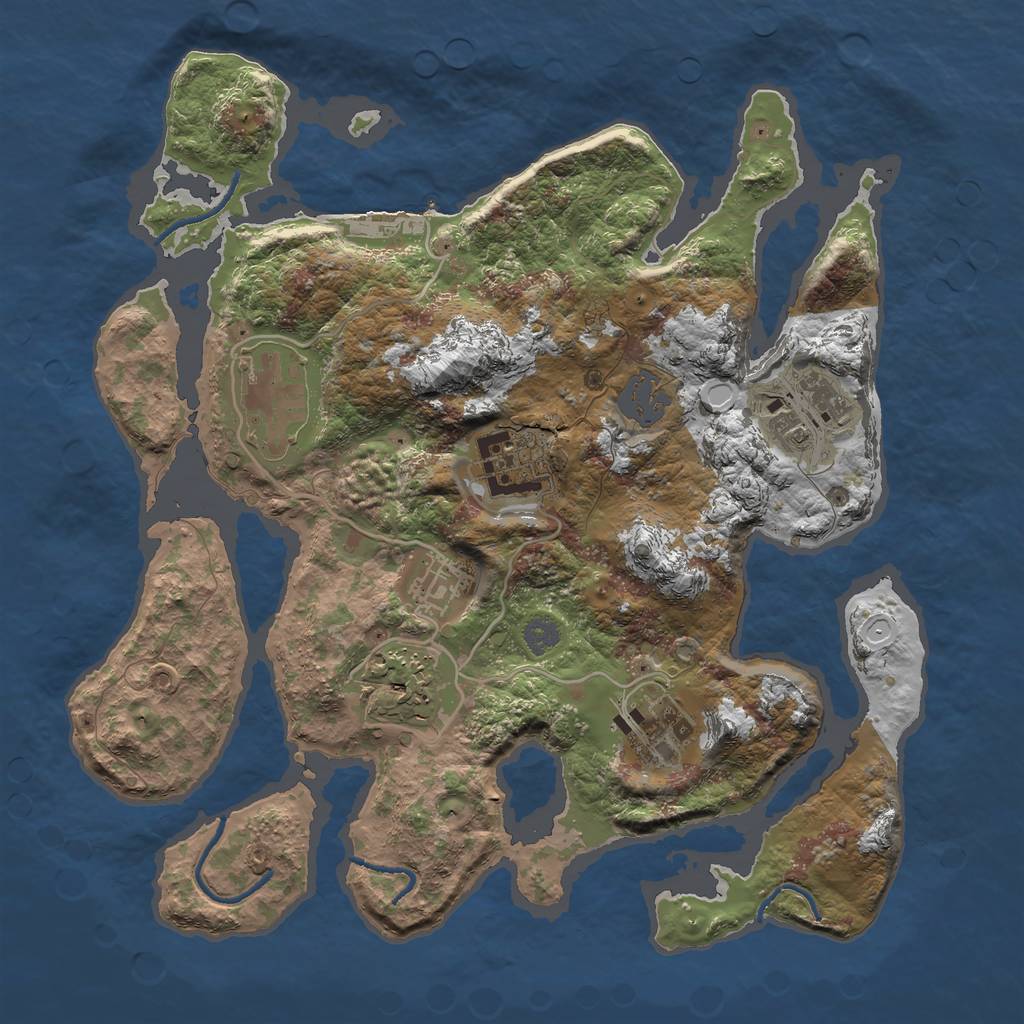 Rust Map: Procedural Map, Size: 3000, Seed: 41896, 12 Monuments