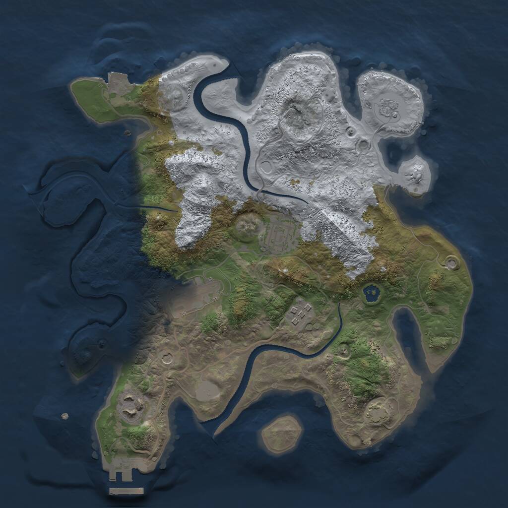 Rust Map: Procedural Map, Size: 3000, Seed: 2097793677, 9 Monuments