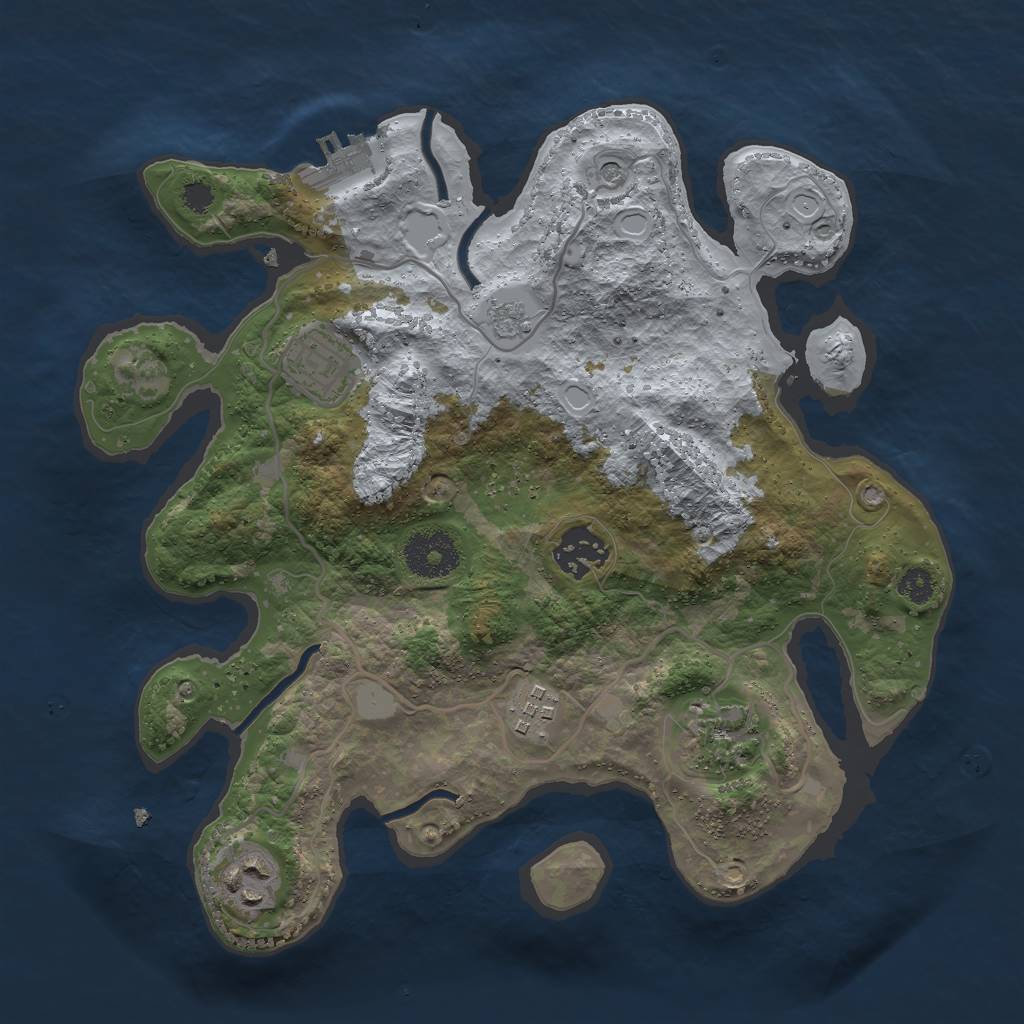 Rust Map: Procedural Map, Size: 3000, Seed: 2097793677, 11 Monuments