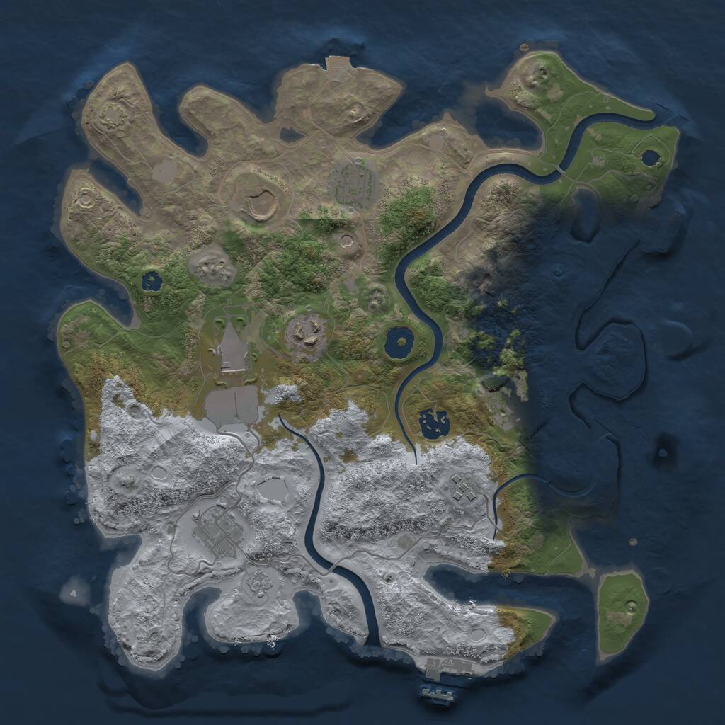 Rust Map: Procedural Map, Size: 3500, Seed: 1362166256, 14 Monuments
