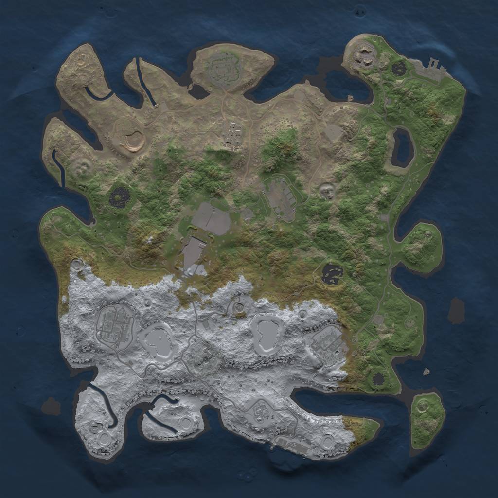 Rust Map: Procedural Map, Size: 3500, Seed: 1362166256, 18 Monuments