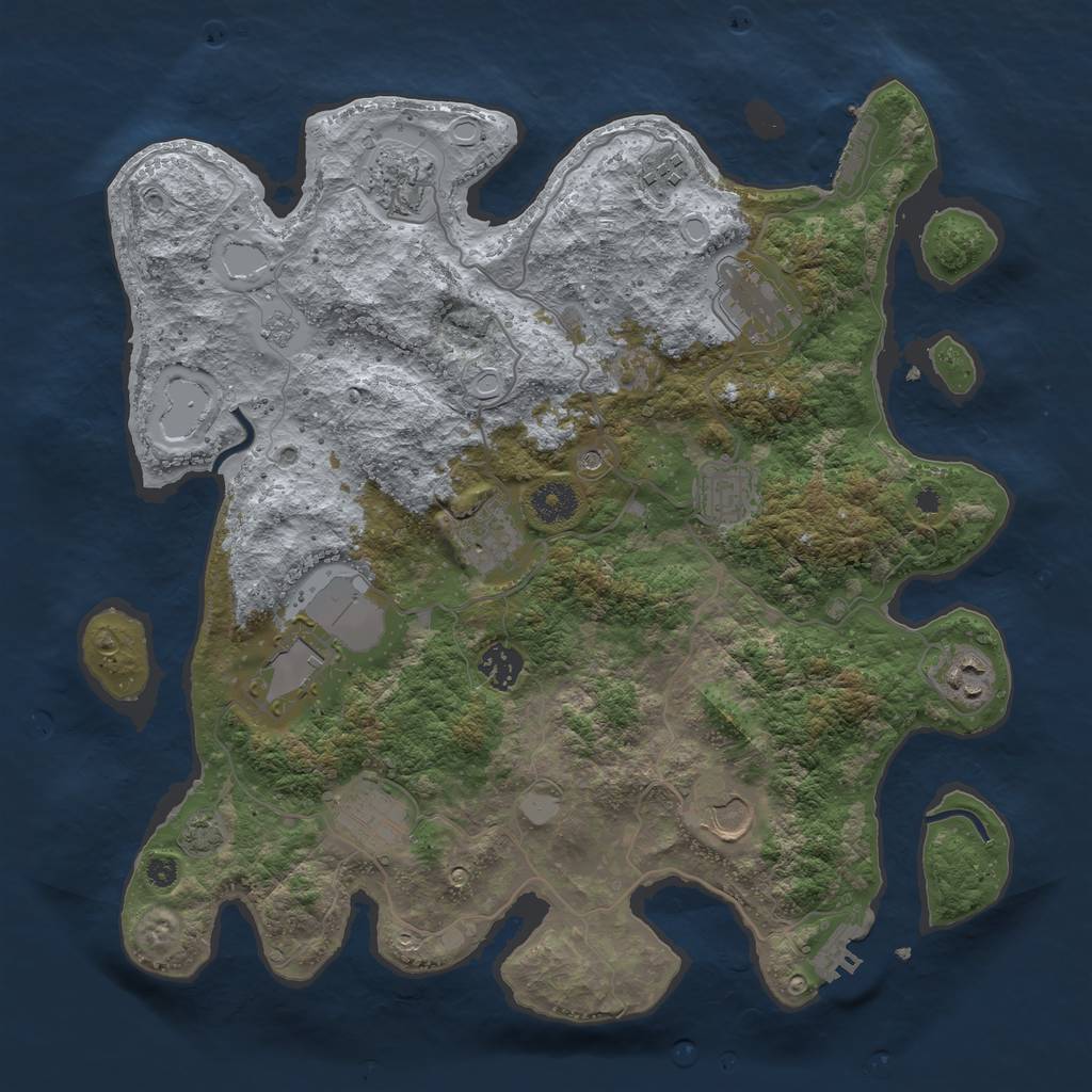 Rust Map: Procedural Map, Size: 3750, Seed: 395567852, 18 Monuments