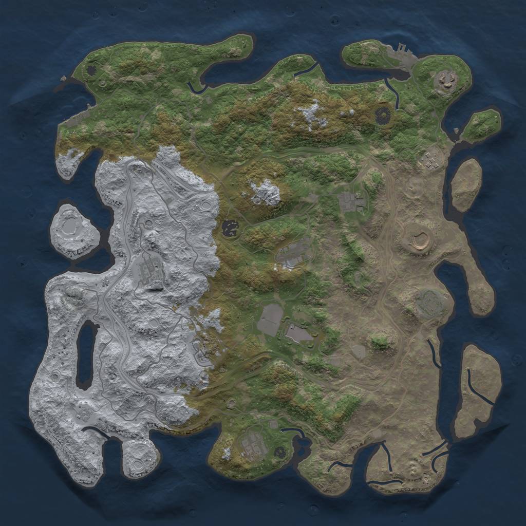 Rust Map: Procedural Map, Size: 4500, Seed: 7291514, 20 Monuments