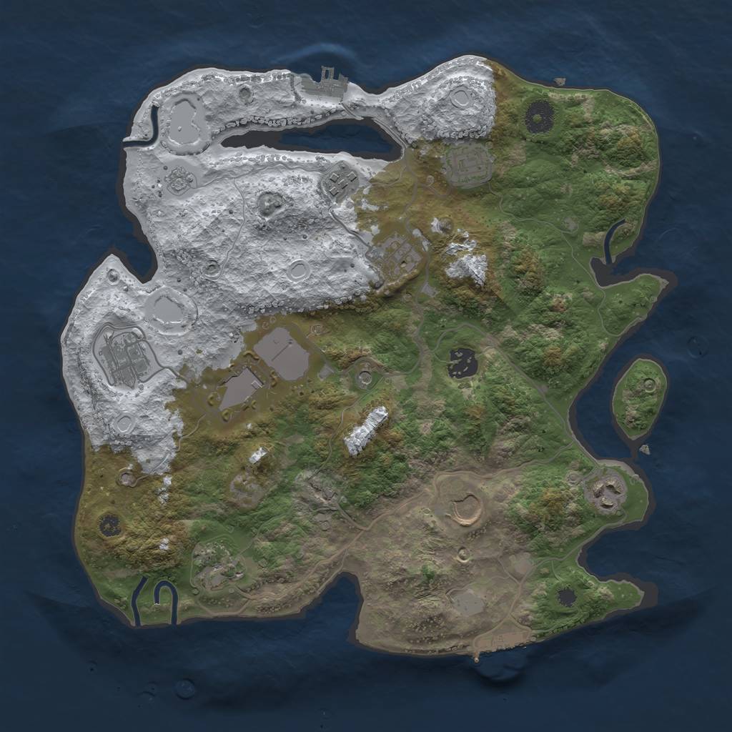 Rust Map: Procedural Map, Size: 3500, Seed: 1441697237, 18 Monuments