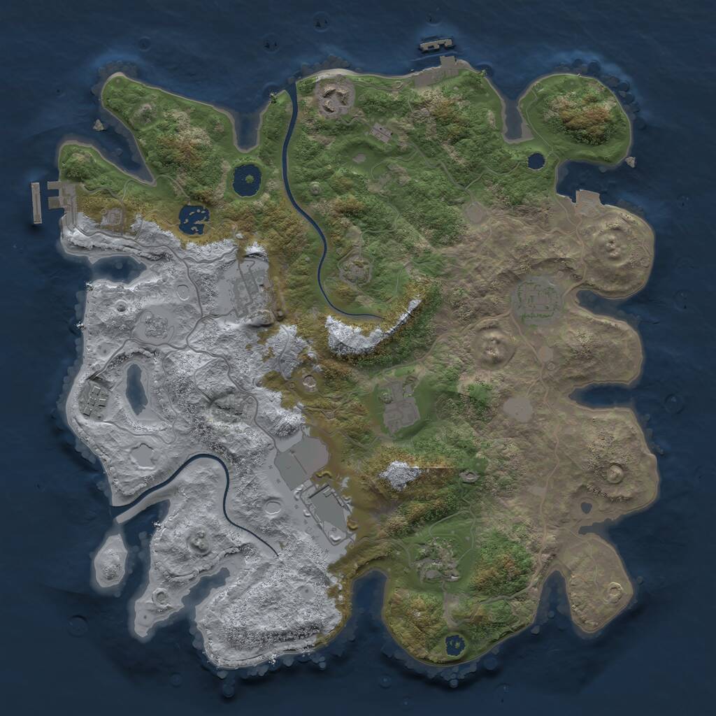 Rust Map: Procedural Map, Size: 3500, Seed: 14683, 14 Monuments