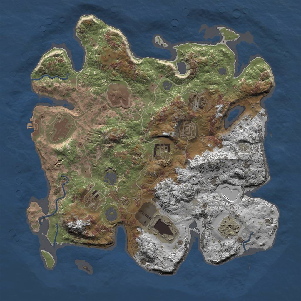 Rust Map: Procedural Map, Size: 3500, Seed: 758382027, 14 Monuments