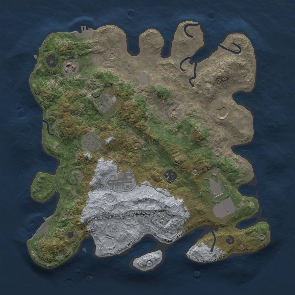 Rust Map: Procedural Map, Size: 3500, Seed: 2409750, 17 Monuments