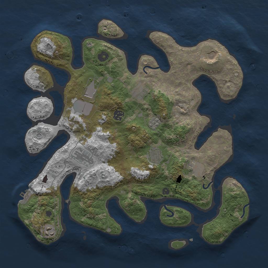 Rust Map: Procedural Map, Size: 3800, Seed: 1744795847, 13 Monuments