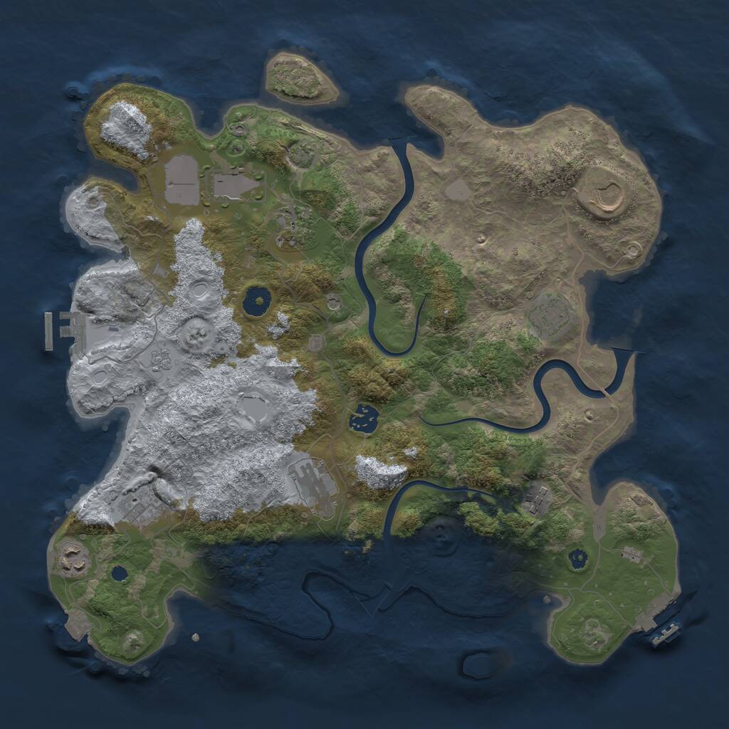 Rust Map: Procedural Map, Size: 3800, Seed: 1744795847, 15 Monuments