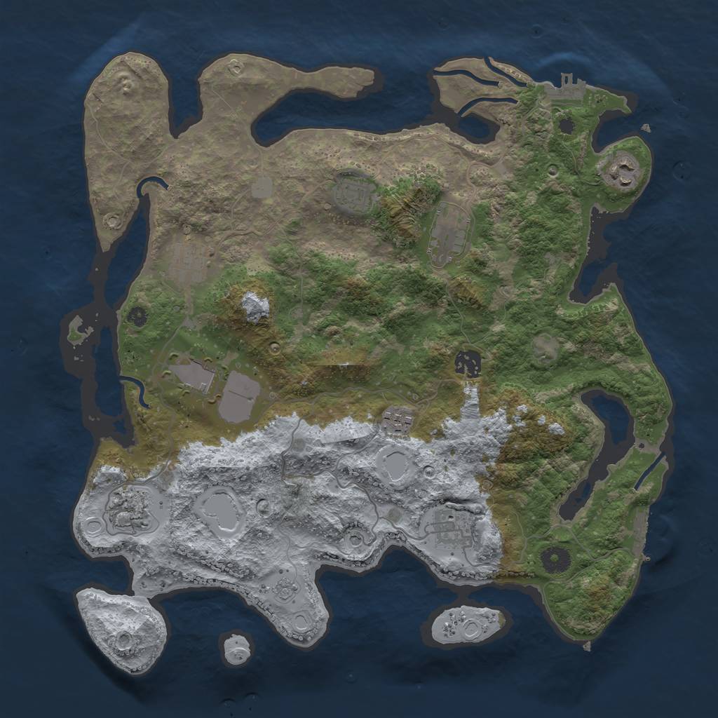 Rust Map: Procedural Map, Size: 3800, Seed: 613, 18 Monuments