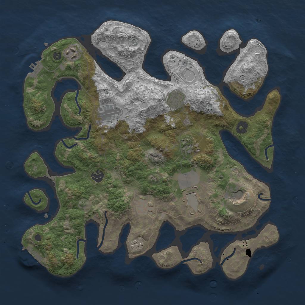 Rust Map: Procedural Map, Size: 3700, Seed: 3331234, 17 Monuments