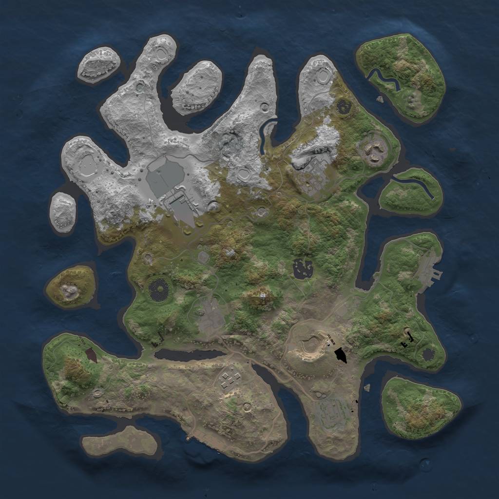 Rust Map: Procedural Map, Size: 3500, Seed: 913432, 19 Monuments