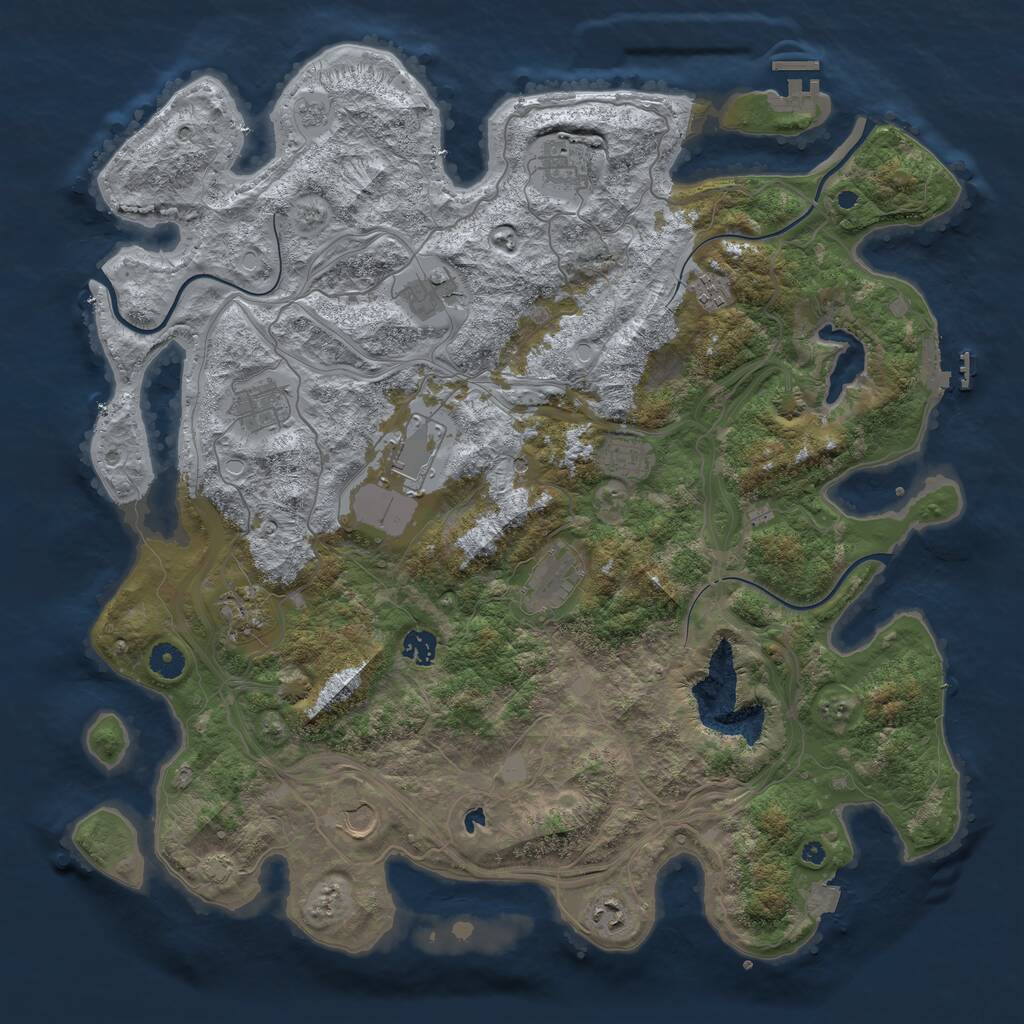 Rust Map: Procedural Map, Size: 4400, Seed: 206854, 17 Monuments