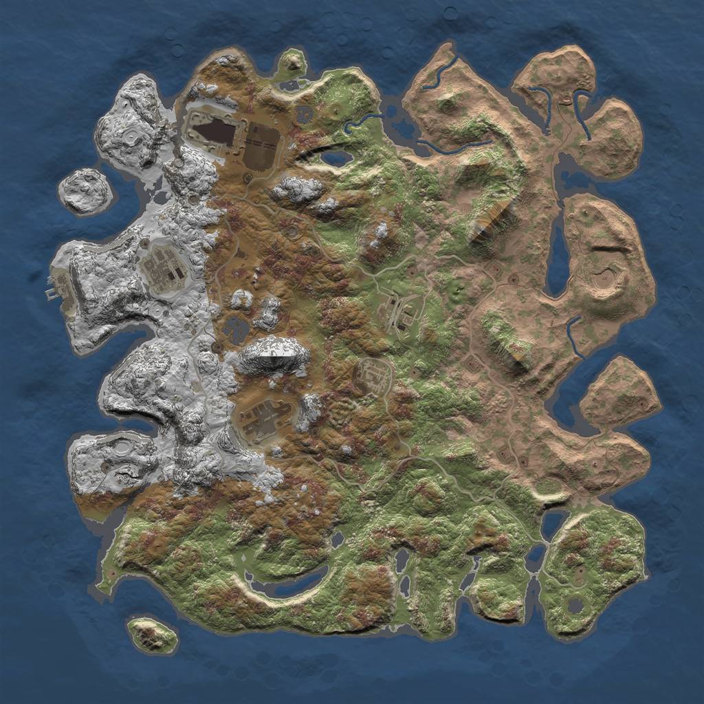 Rust Map: Procedural Map, Size: 4000, Seed: 30621, 12 Monuments