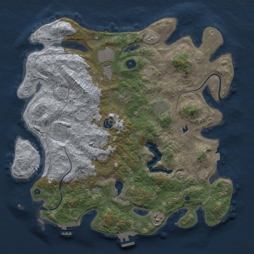 Rust Map: Procedural Map, Size: 4000, Seed: 30621, 13 Monuments