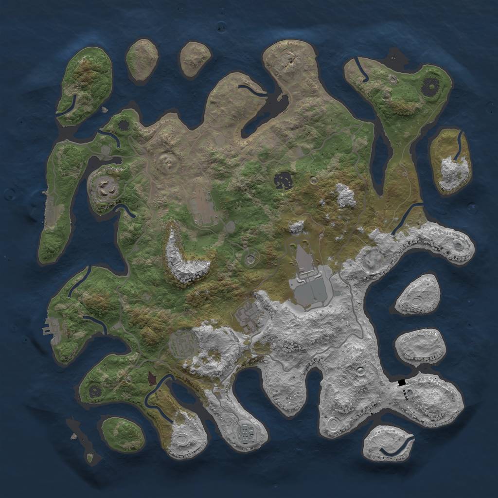 Rust Map: Procedural Map, Size: 4000, Seed: 1554635085, 18 Monuments