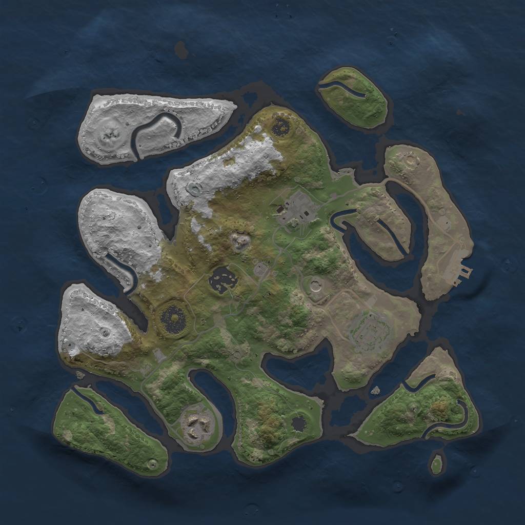 Rust Map: Procedural Map, Size: 3000, Seed: 1271584641, 8 Monuments