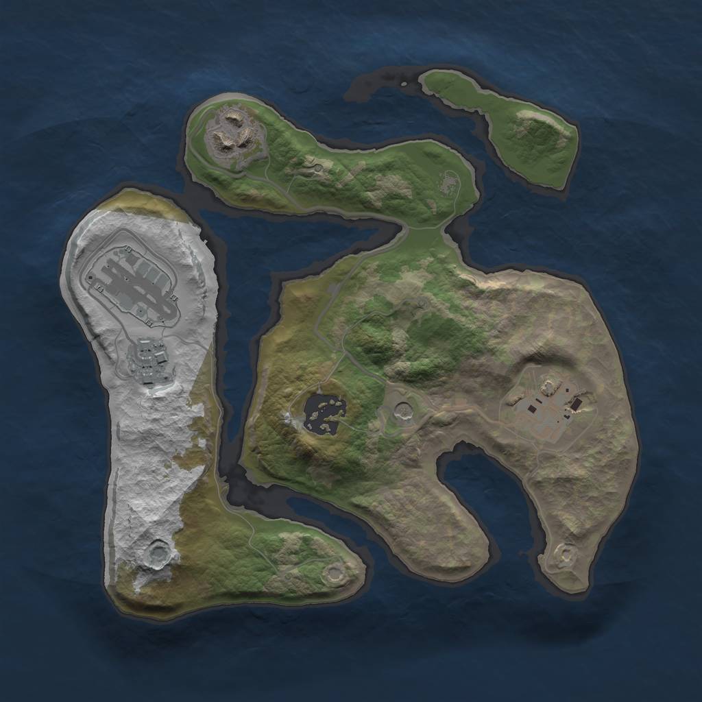 Rust Map: Barren, Size: 2400, Seed: 2857780, 8 Monuments