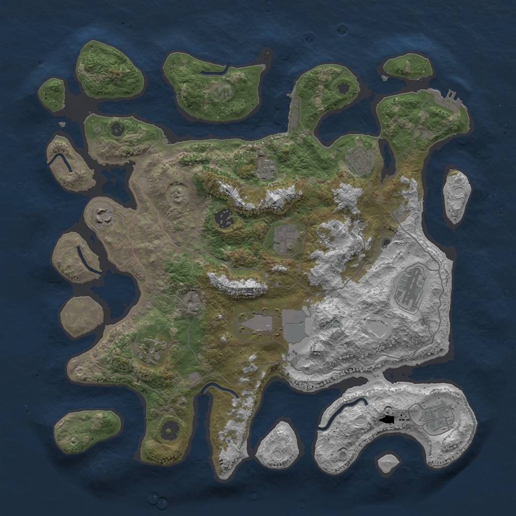 Rust Map: Procedural Map, Size: 4000, Seed: 198562884, 20 Monuments