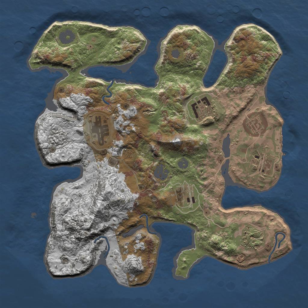 Rust Map: Procedural Map, Size: 3100, Seed: 1692881357, 12 Monuments