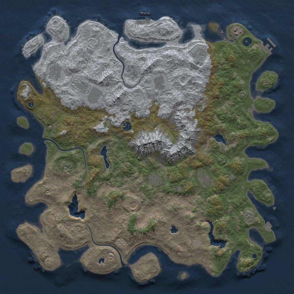 Rust Map: Procedural Map, Size: 5000, Seed: 2109583734, 17 Monuments