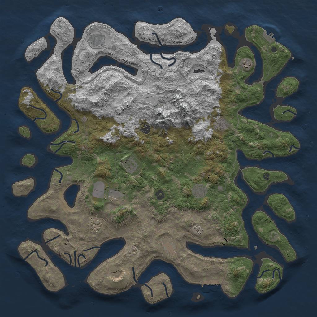 Rust Map: Procedural Map, Size: 5000, Seed: 2109583734, 19 Monuments