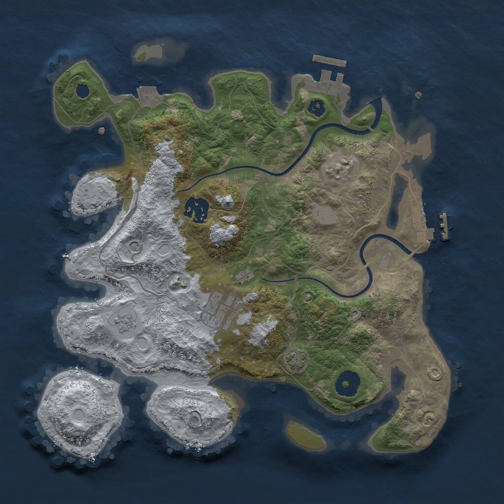 Rust Map: Procedural Map, Size: 3000, Seed: 842, 8 Monuments