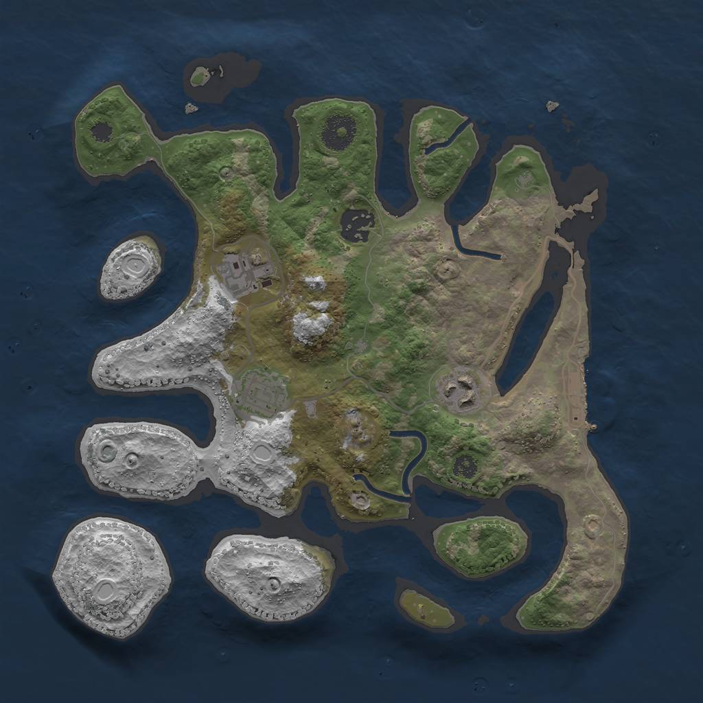 Rust Map: Procedural Map, Size: 3000, Seed: 842, 10 Monuments