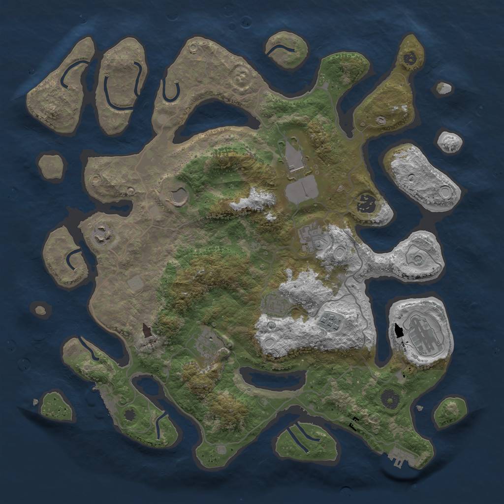 Rust Map: Procedural Map, Size: 4000, Seed: 124561, 17 Monuments