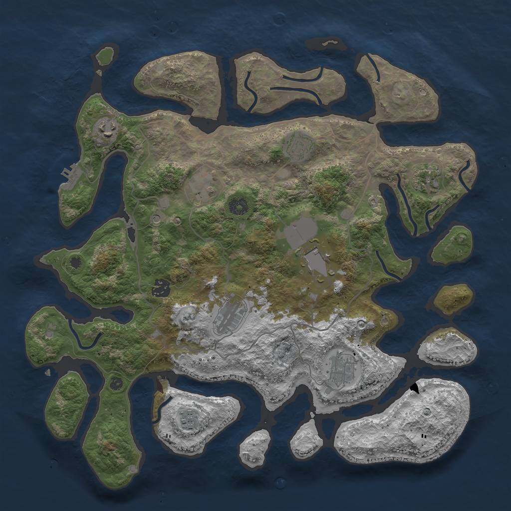 Rust Map: Procedural Map, Size: 4000, Seed: 1036898544, 13 Monuments