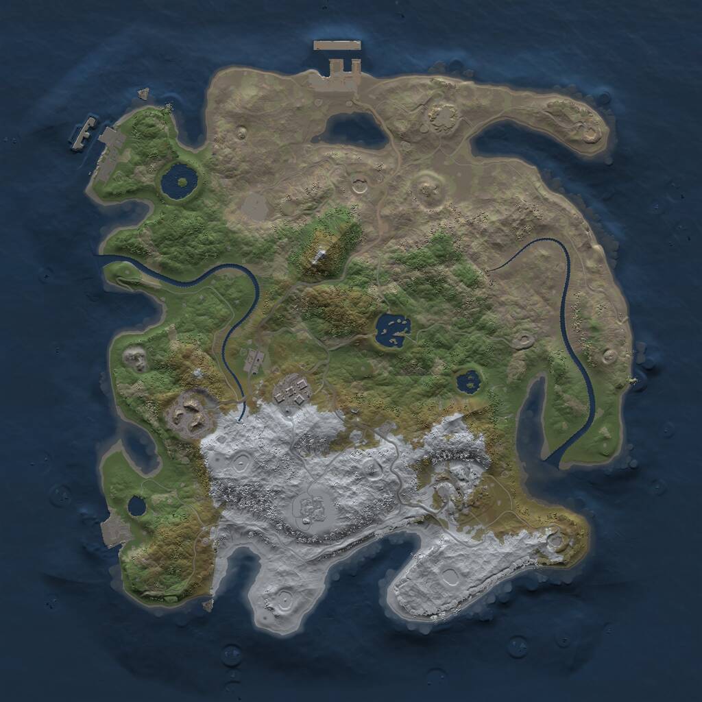 Rust Map: Procedural Map, Size: 3000, Seed: 284743, 10 Monuments