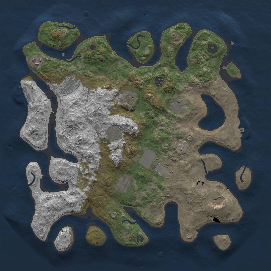 Rust Map: Procedural Map, Size: 4000, Seed: 72184866, 21 Monuments