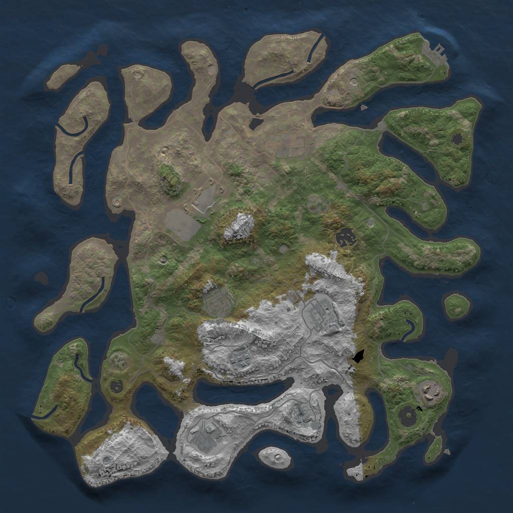 Rust Map: Procedural Map, Size: 4000, Seed: 1234567590, 12 Monuments