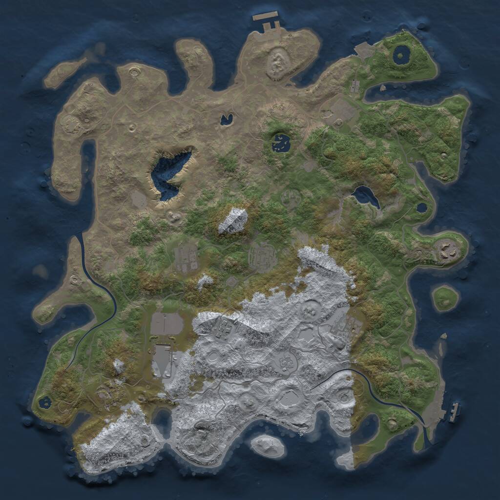 Rust Map: Procedural Map, Size: 4000, Seed: 1234567590, 15 Monuments