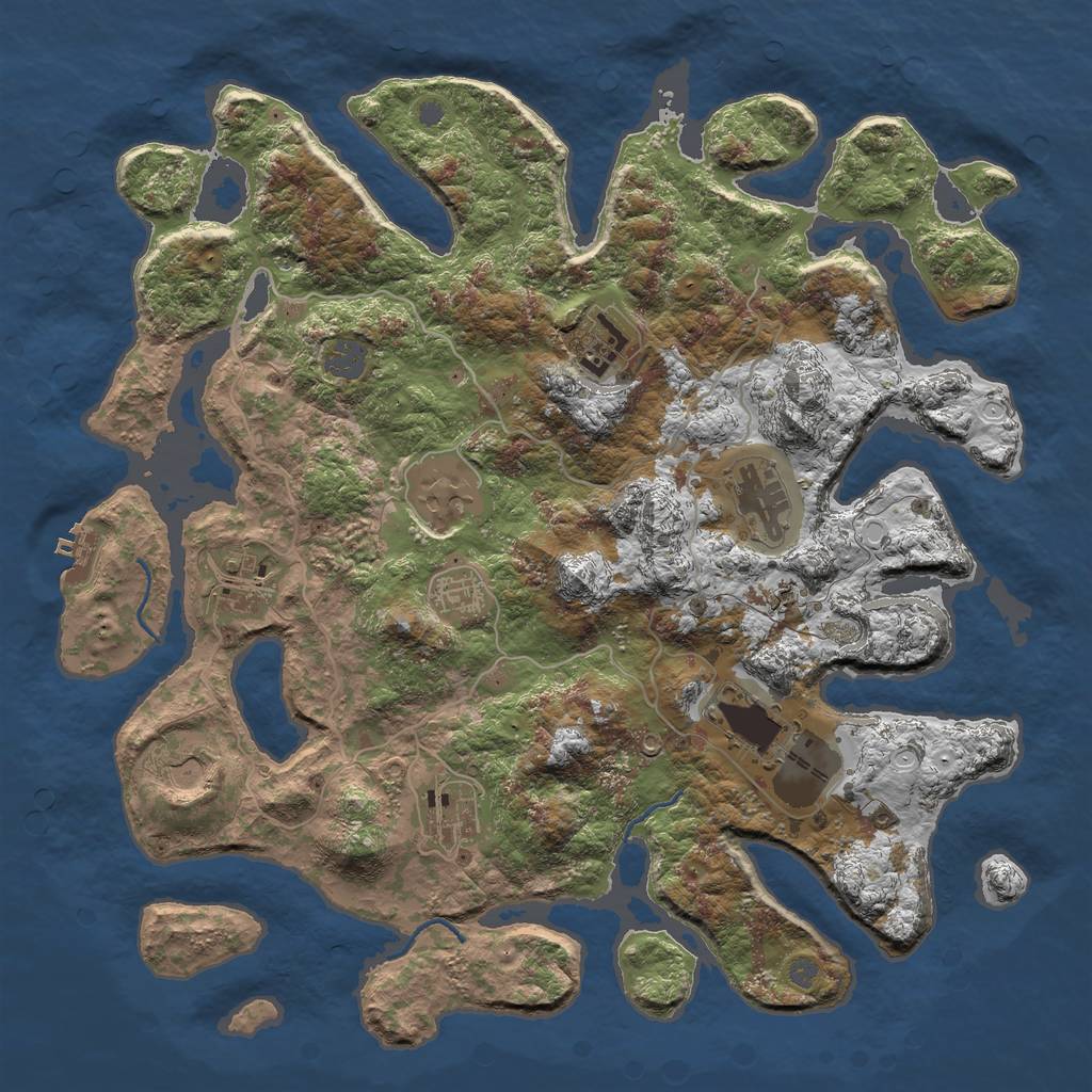 Rust Map: Procedural Map, Size: 4000, Seed: 182493834, 14 Monuments