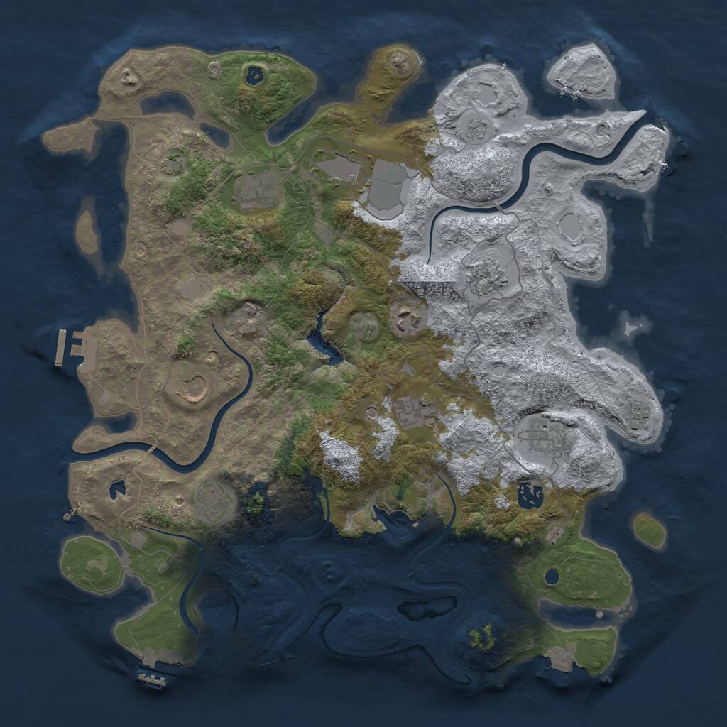 Rust Map: Procedural Map, Size: 4000, Seed: 237249, 16 Monuments