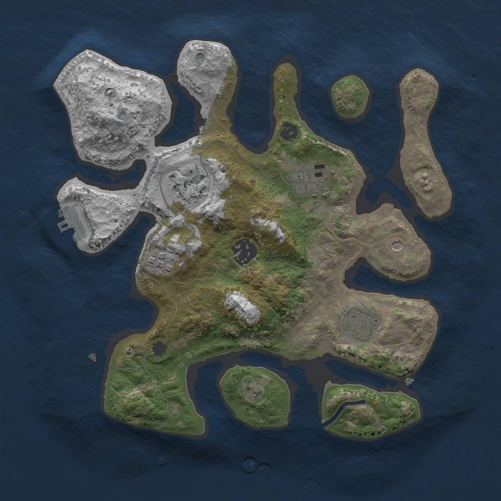 Rust Map: Procedural Map, Size: 3000, Seed: 606357, 9 Monuments