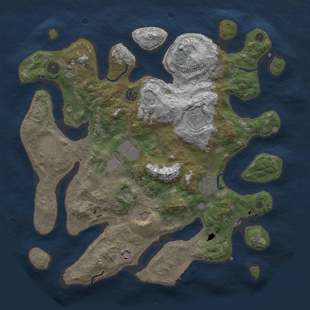 Rust Map: Procedural Map, Size: 3900, Seed: 38253, 13 Monuments