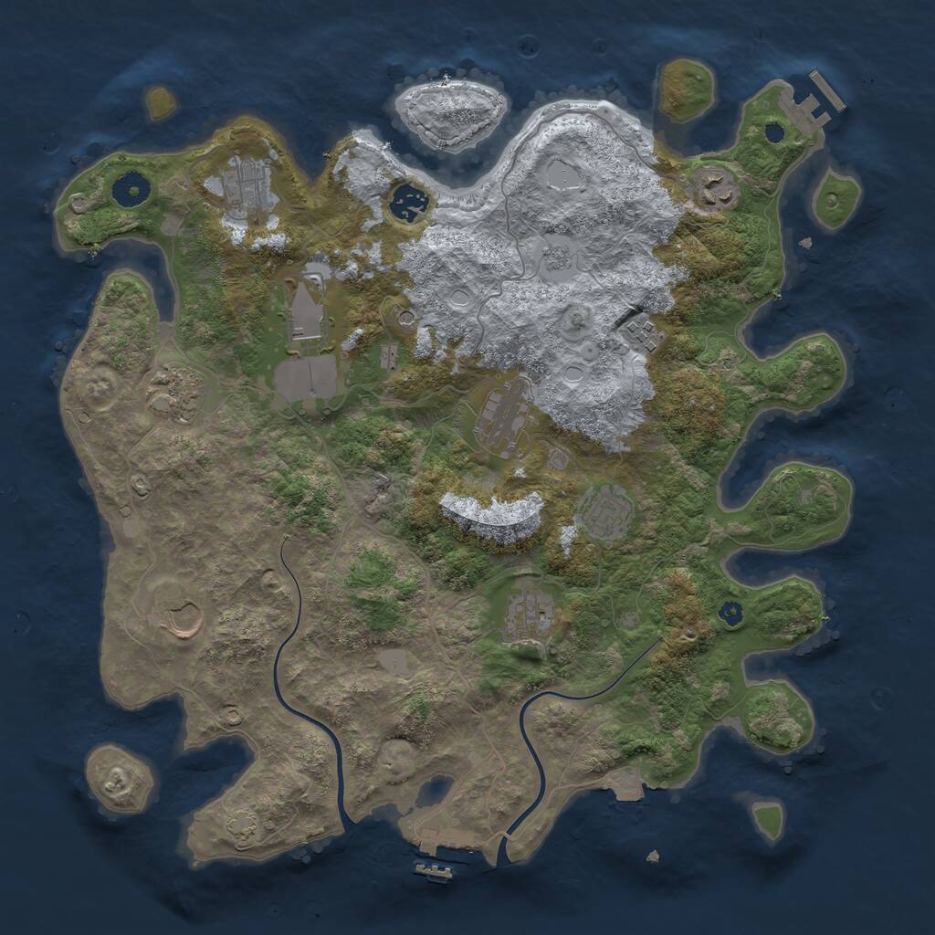 Rust Map: Procedural Map, Size: 3900, Seed: 38253, 16 Monuments