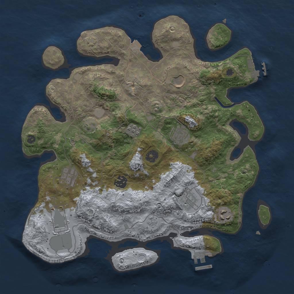 Rust Map: Procedural Map, Size: 3500, Seed: 1948684791, 15 Monuments