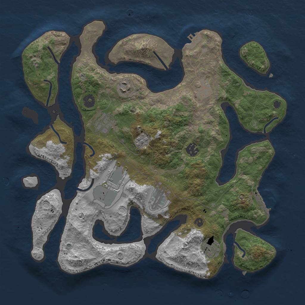 Rust Map: Procedural Map, Size: 3600, Seed: 2147483643, 18 Monuments