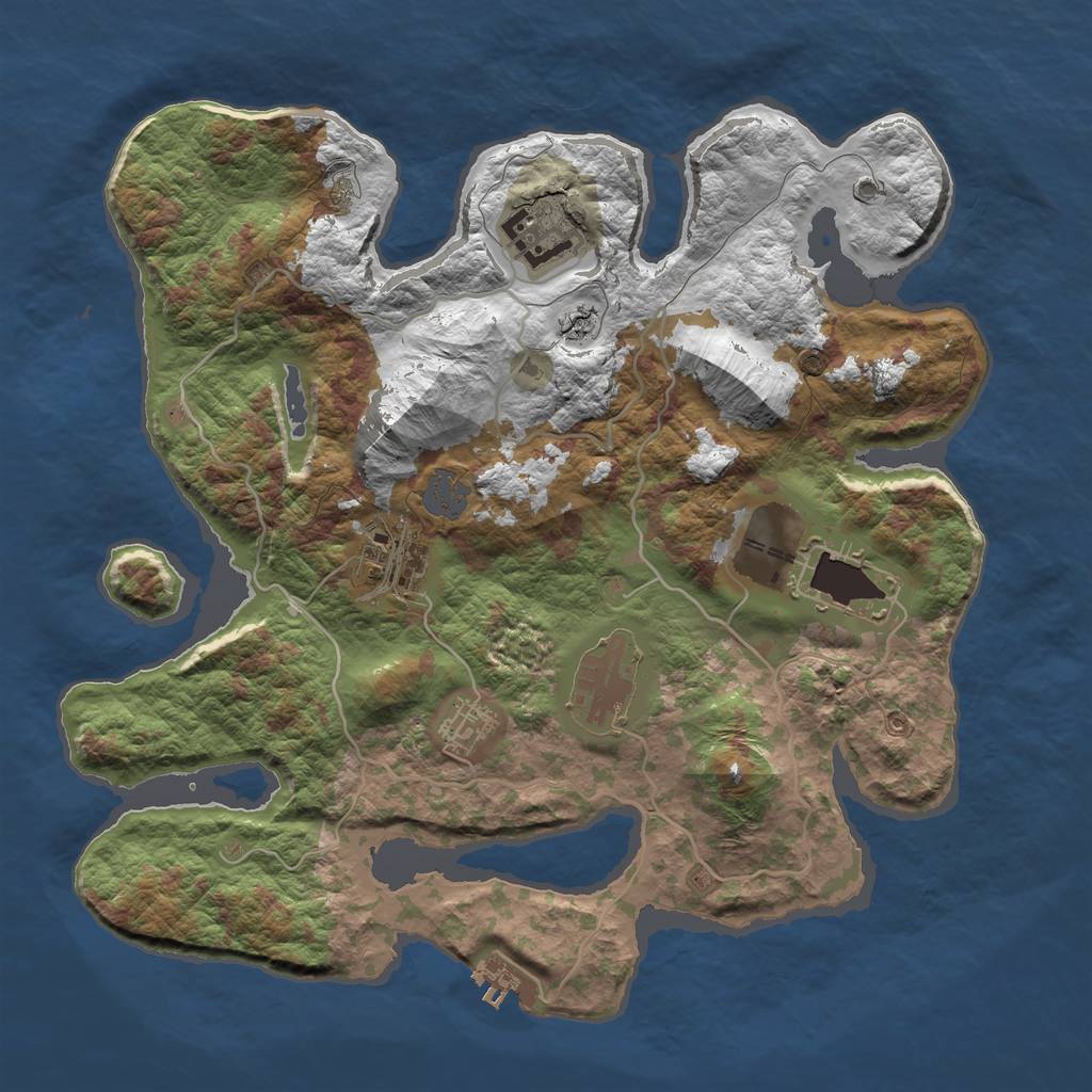 Rust Map: Barren, Size: 3500, Seed: 103, 11 Monuments