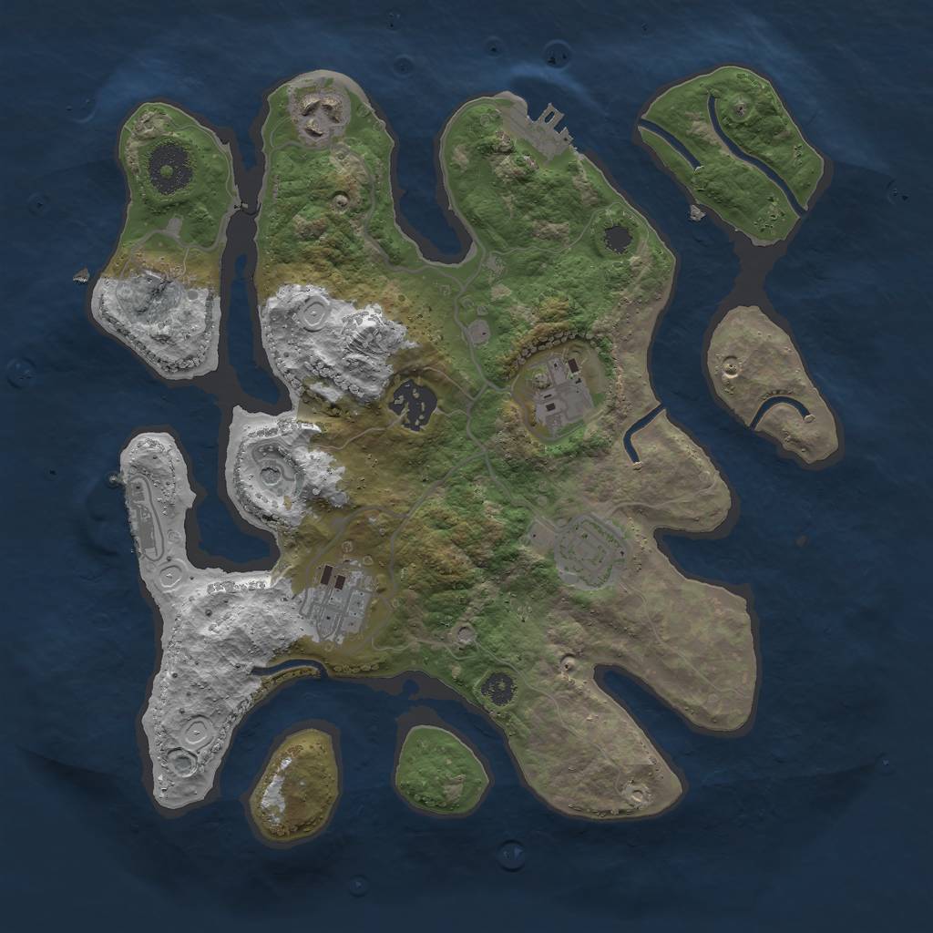 Rust Map: Procedural Map, Size: 3000, Seed: 72184866, 16 Monuments