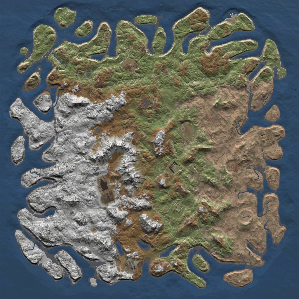 Rust Map: Procedural Map, Size: 6000, Seed: 4654352, 14 Monuments