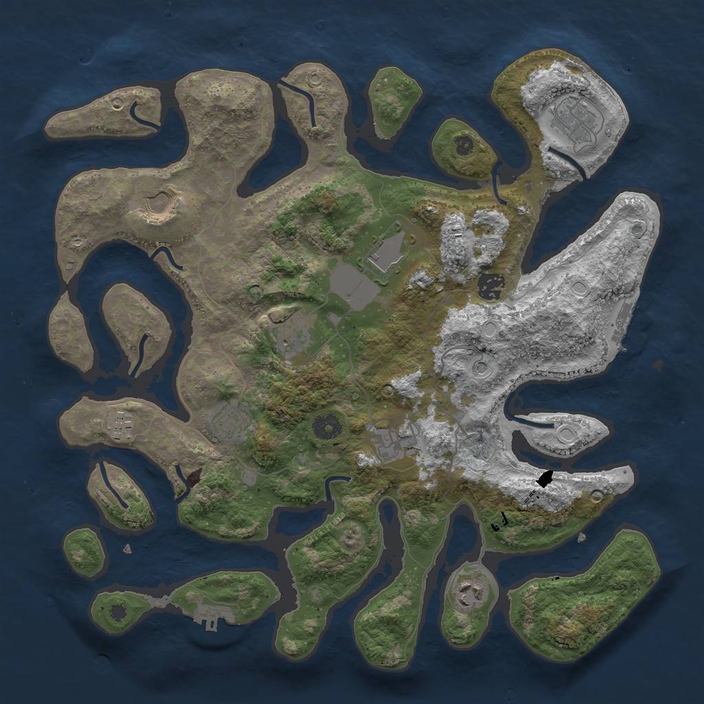 Rust Map: Procedural Map, Size: 3800, Seed: 417976064, 17 Monuments